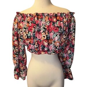 SHEIN Multicolor Floral Off-Shoulder Blouse